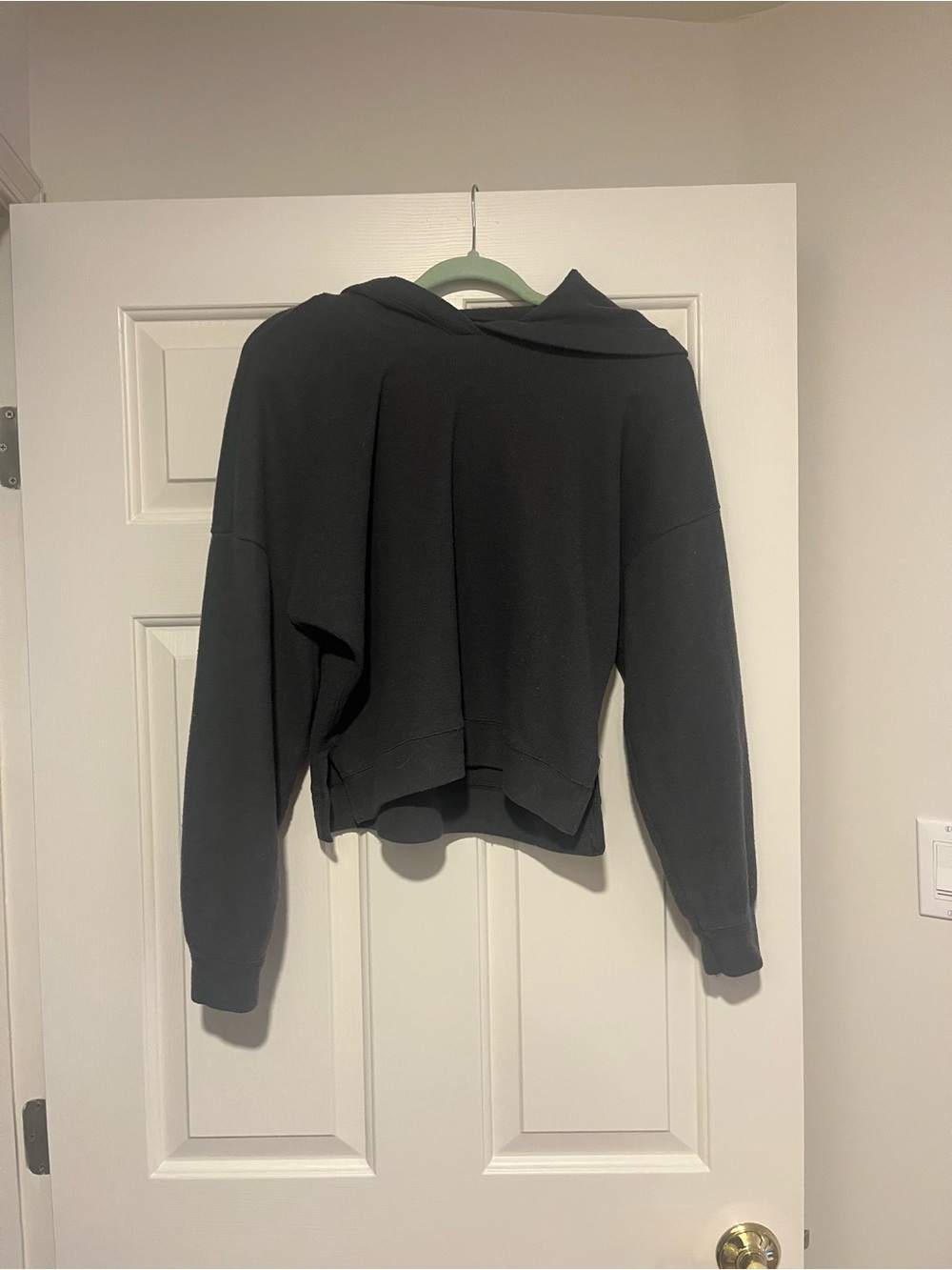 Abercrombie & Fitch dark grey Cropped Hooded Sweatshirt
